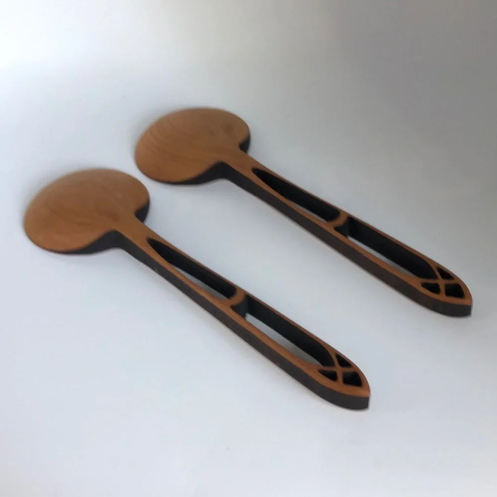 NWOT MOONSPOON CATHEDRAL Design 7” INCH WOODEN SERVING SPOON SET